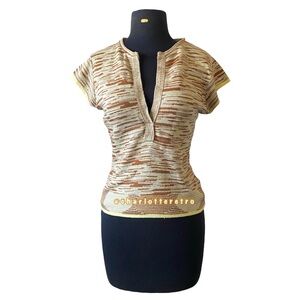 vtg Deep V Plunge Knit Top